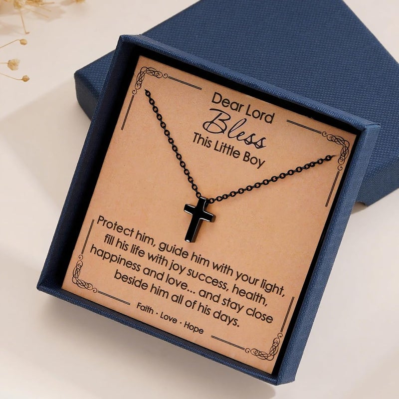 ELLEZZA Valentines Day Gifts for Kids-Cross Necklace Gifts for Boys,Small Cross Pendant Necklace Religious First communion Confirmation Baptism Jewelry Gifts - Image 2